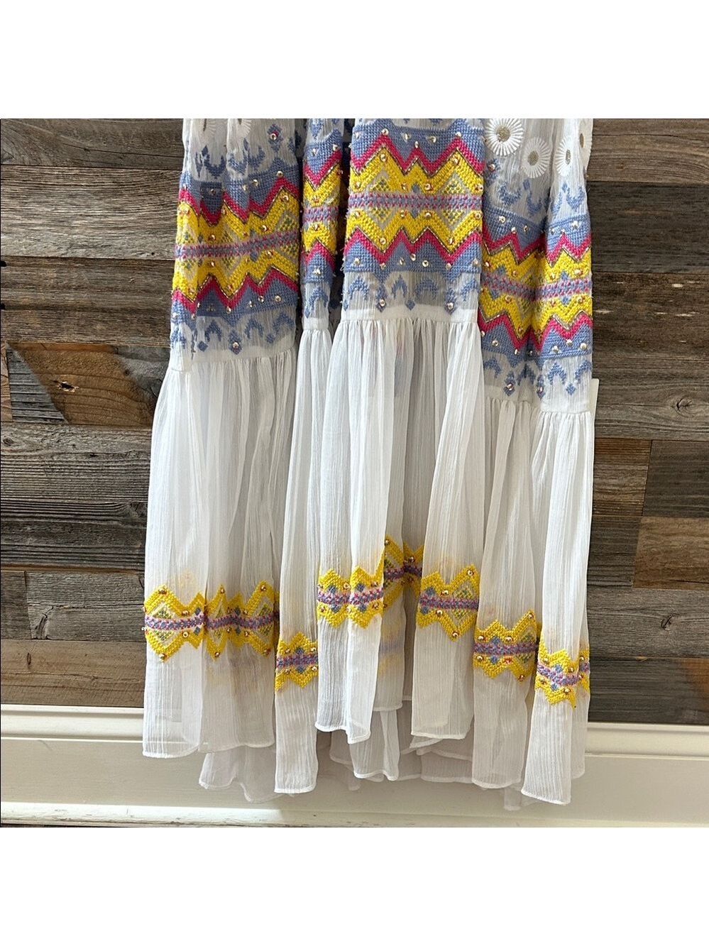Ramy Brook Sienna White Beaded Maxi Dress / Clover-up Size Small NWT - Picture 4 of 10